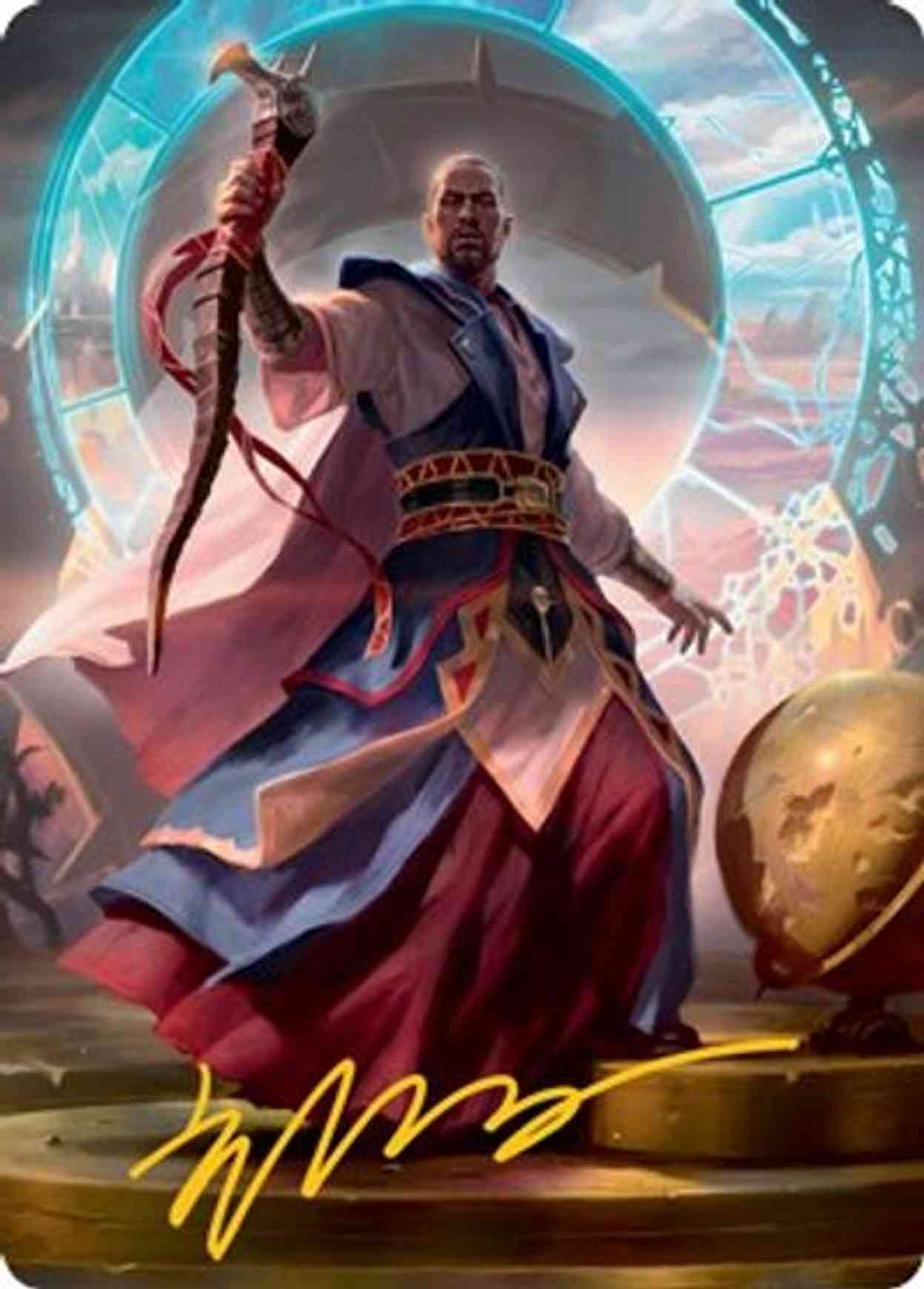 Teferi, Who Slows the Sunset Art Card (Gold-Stamped Signature) magic card front