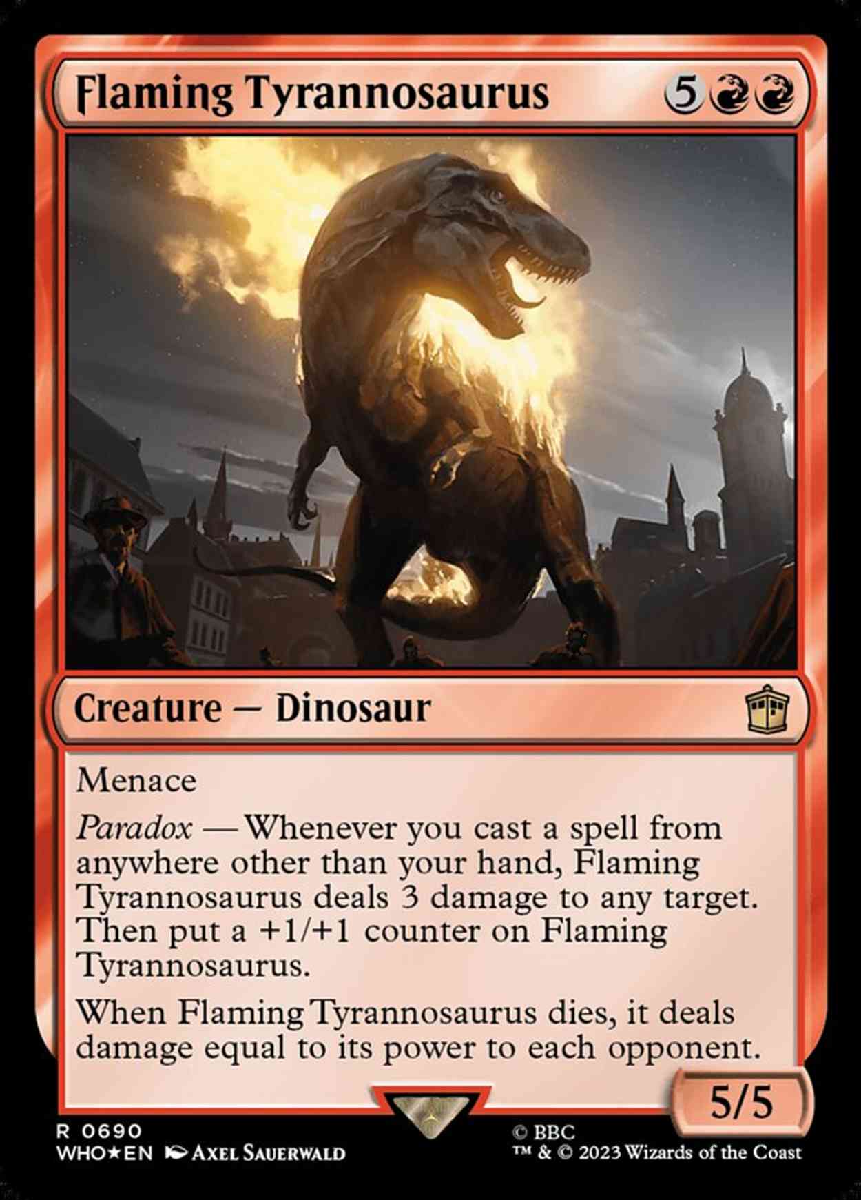 Flaming Tyrannosaurus (Surge Foil) magic card front