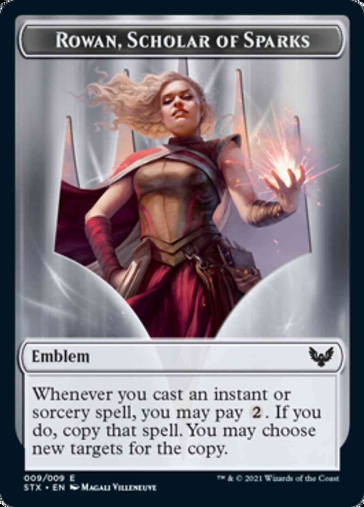 Emblem - Rowan, Scholar of Sparks magic card front