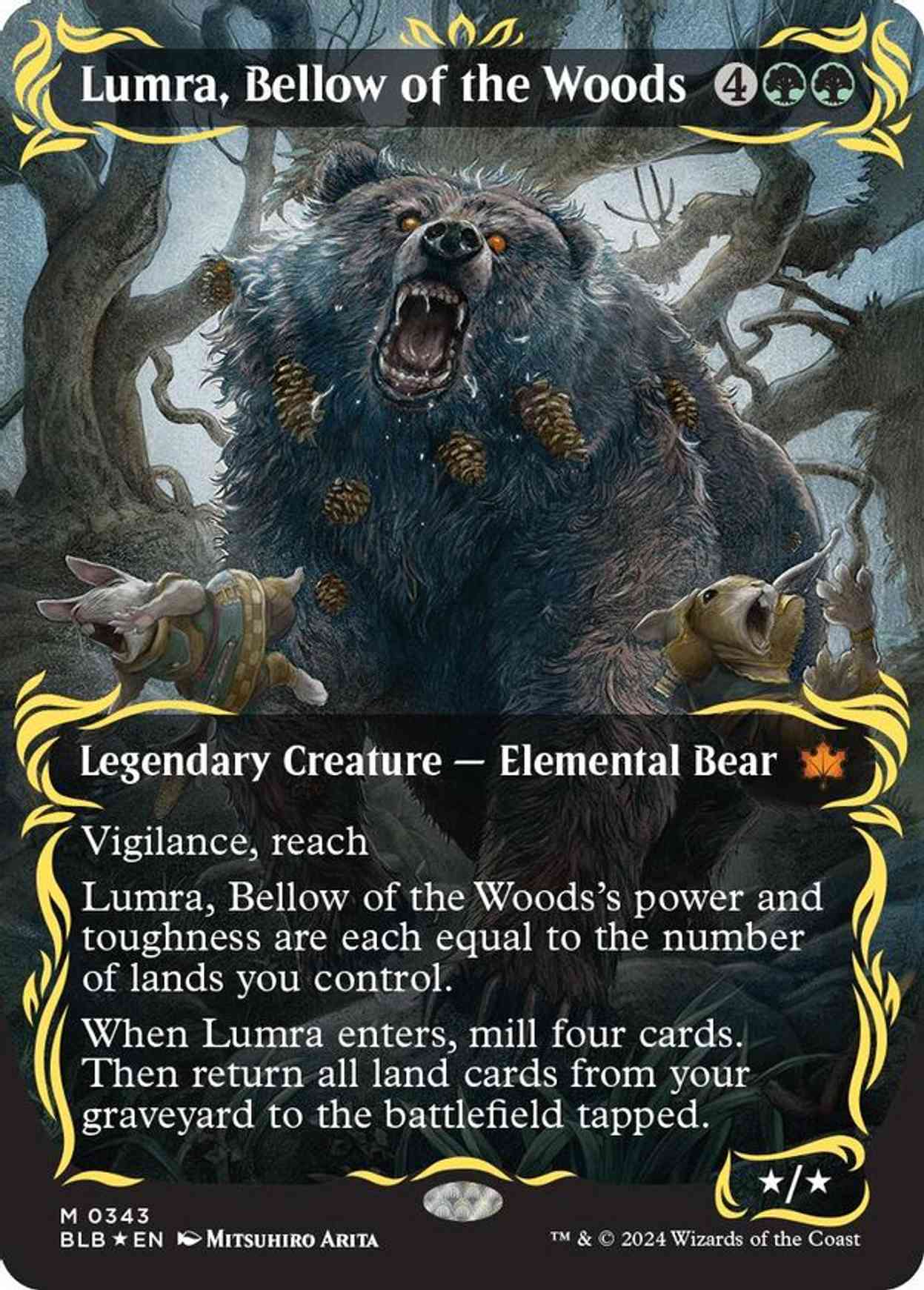 Lumra, Bellow of the Woods (Borderless) (Raised Foil) magic card front