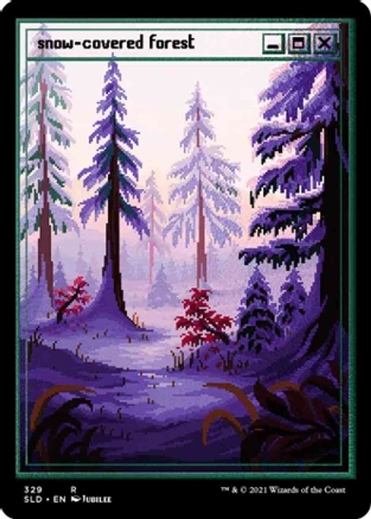 Snow-Covered Forest (PixelSnowLands.jpg) (Foil Etched) magic card front