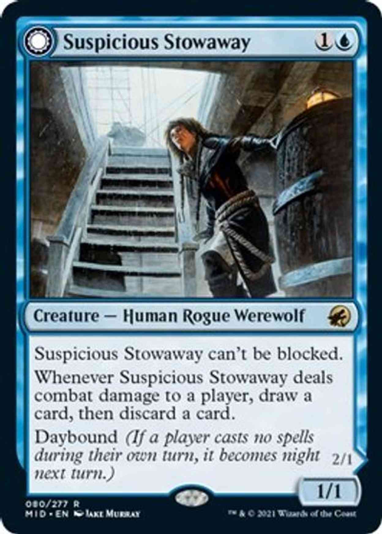 Suspicious Stowaway magic card front
