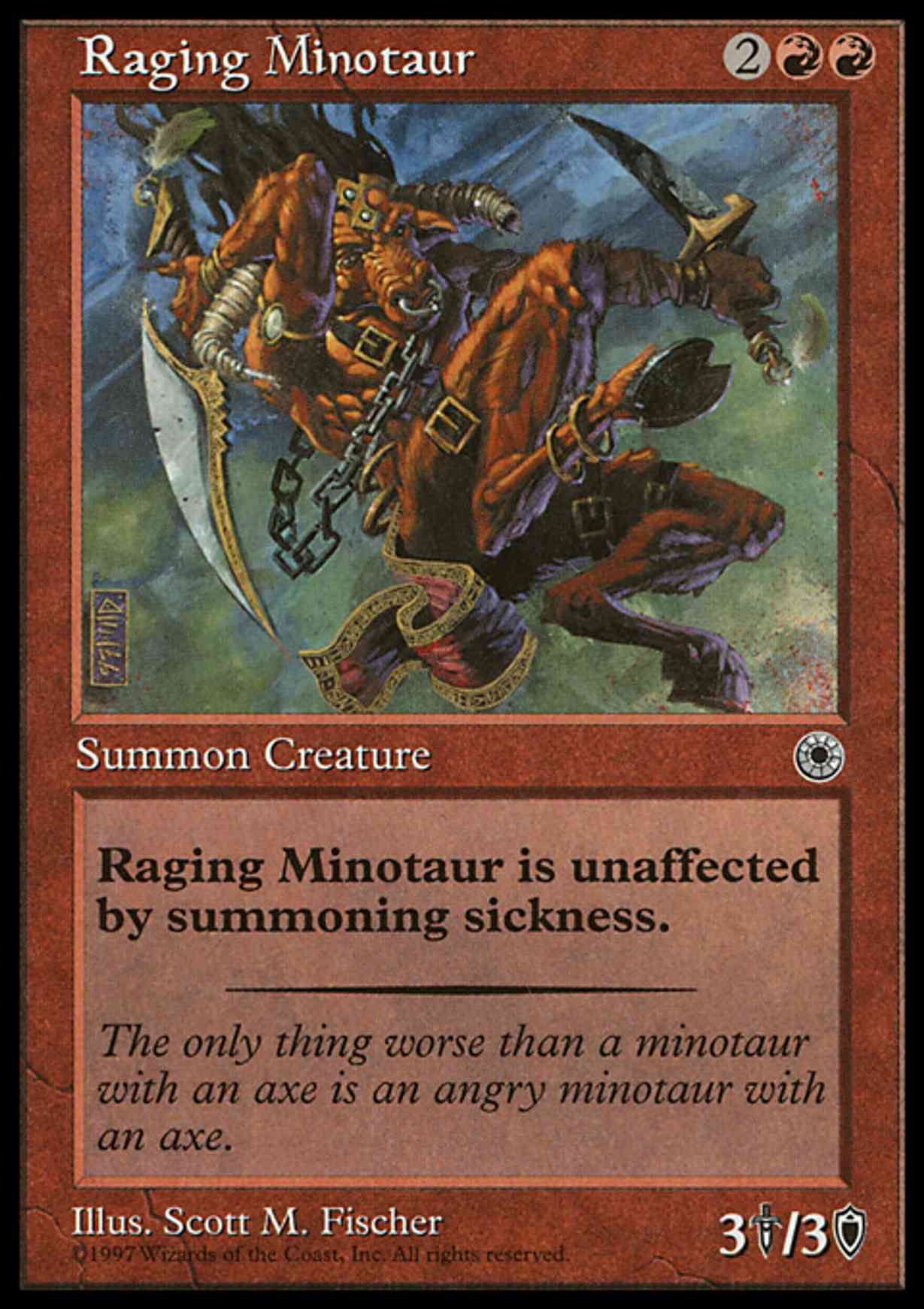 Raging Minotaur magic card front