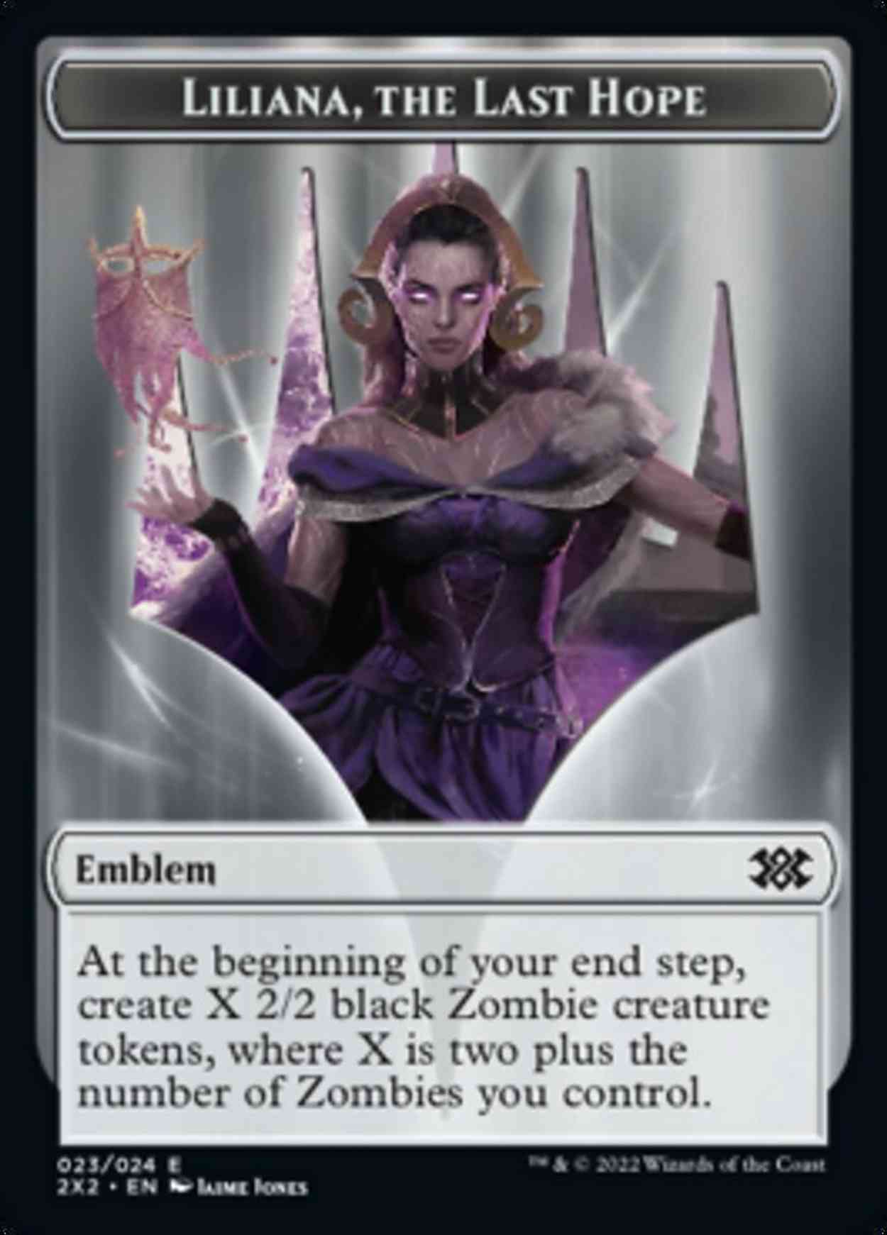 Emblem - Liliana, the Last Hope // Spirit (002) Double-sided Token magic card front