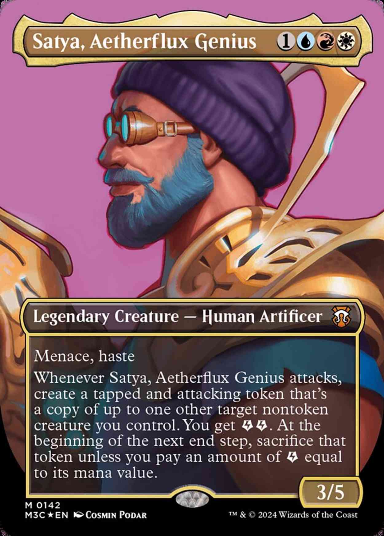 Satya, Aetherflux Genius (Borderless) (Ripple Foil) magic card front