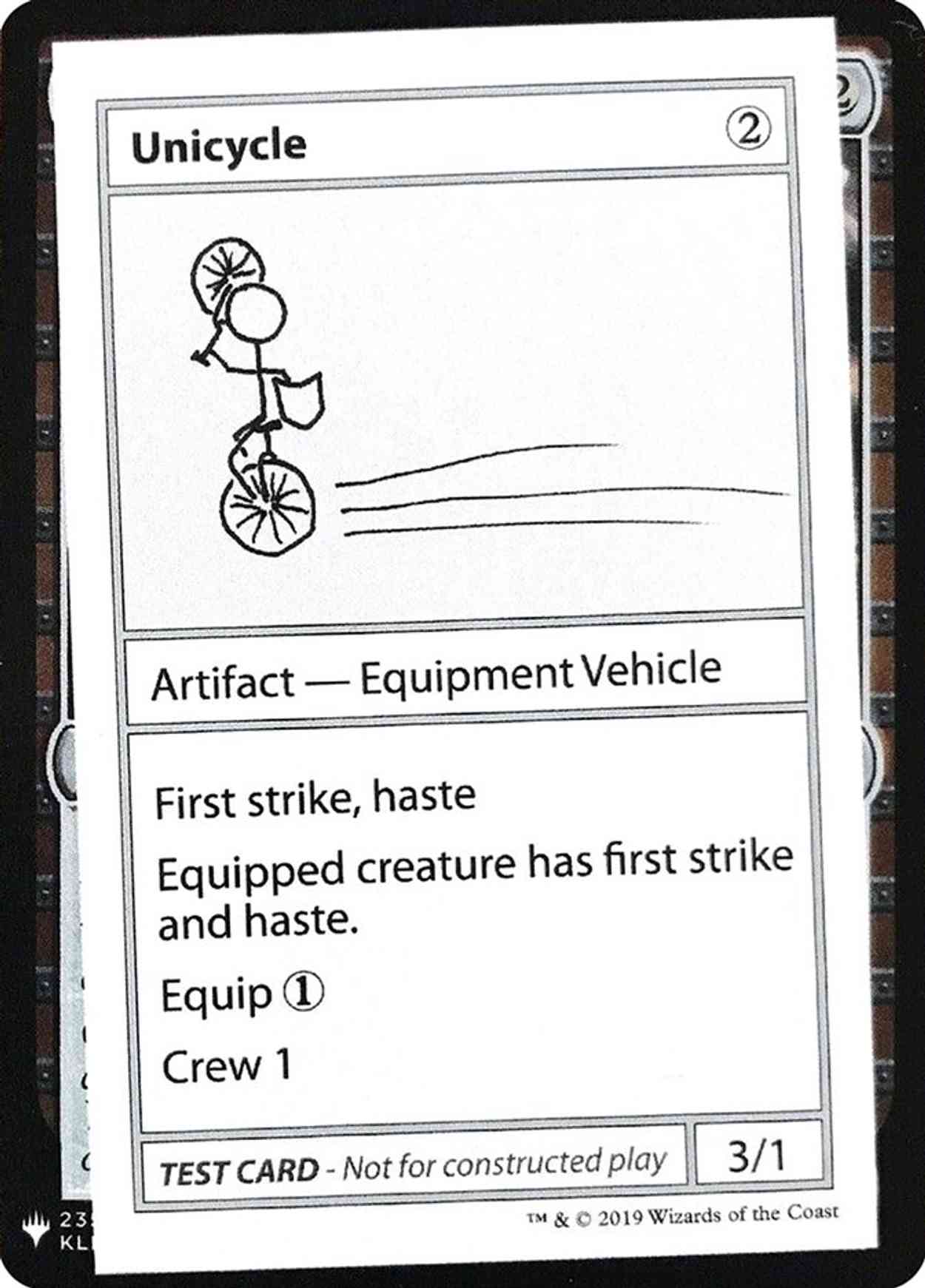 Unicycle magic card front