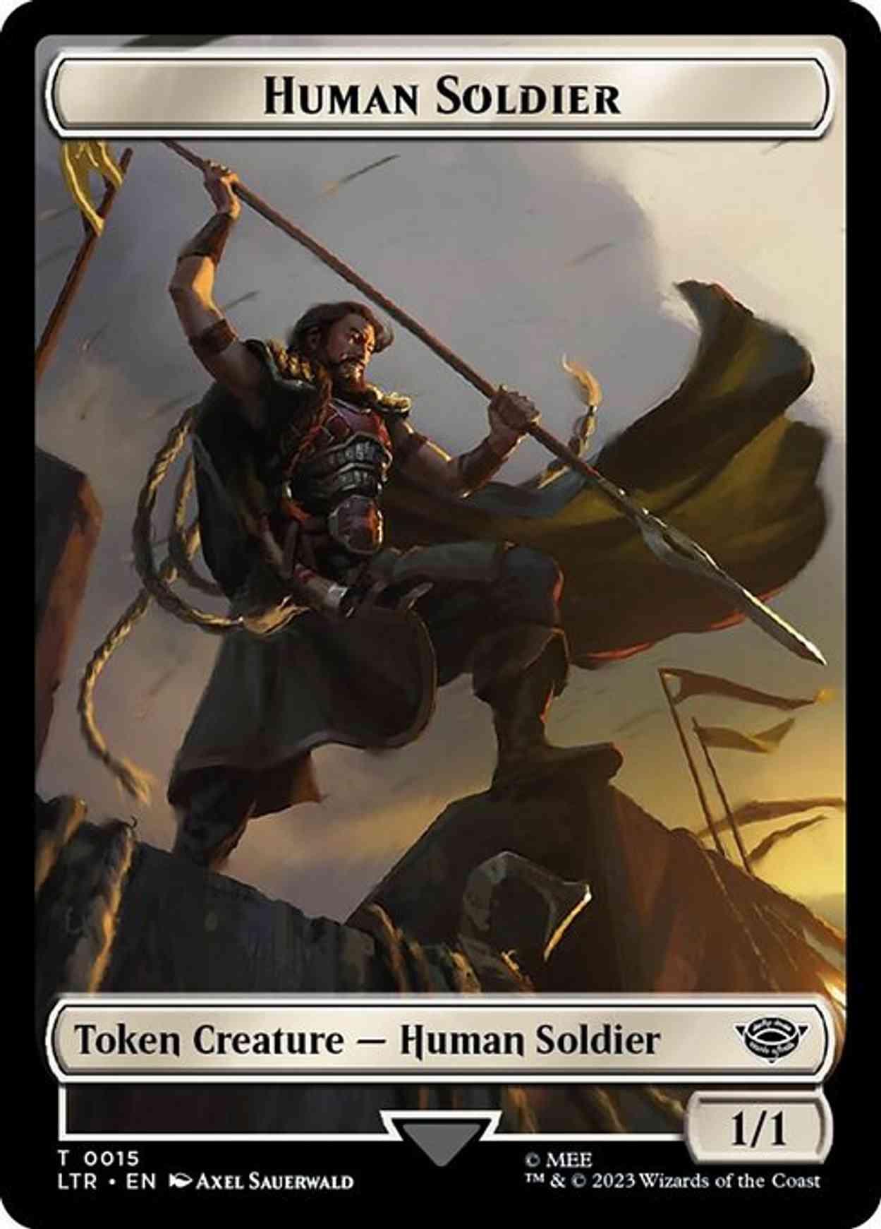 Human Soldier (0015) // Food (0023) Double-Sided Token (Surge Foil) magic card front