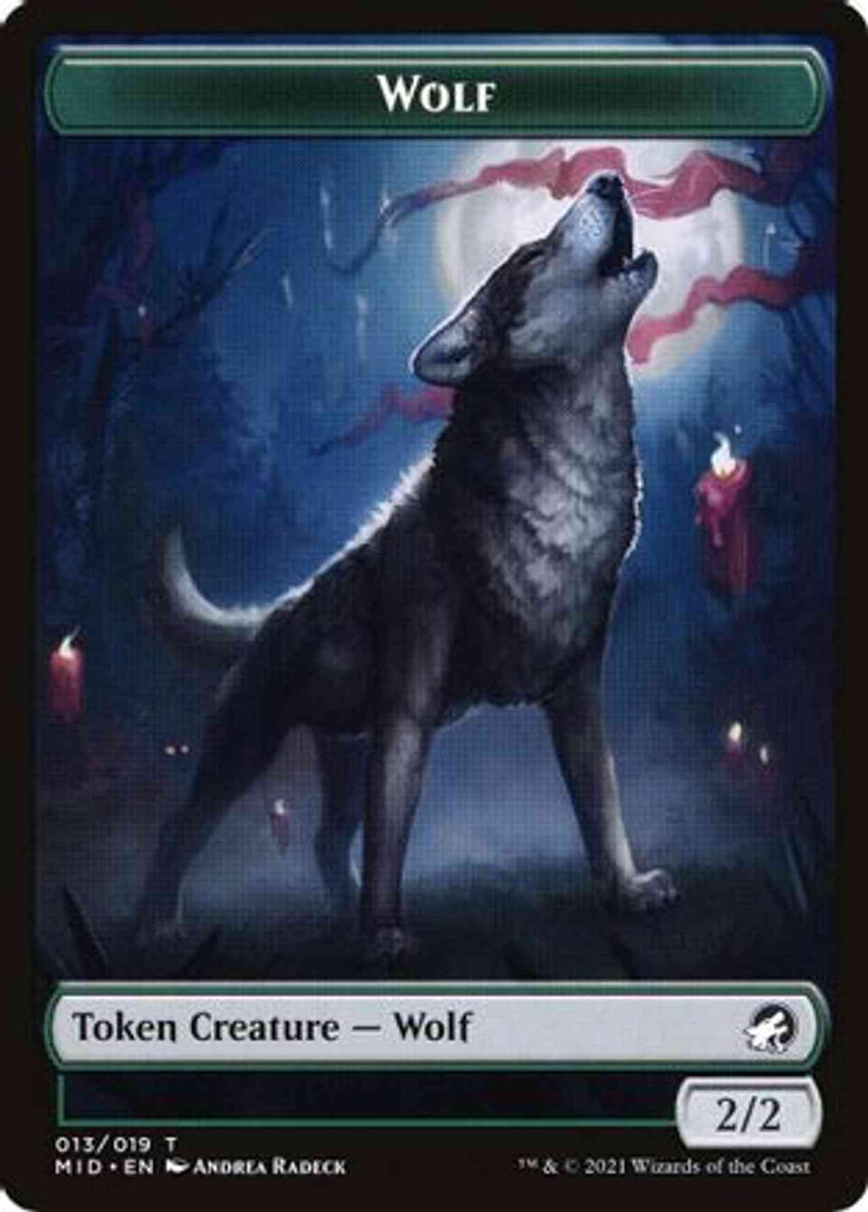 Wolf (013) // Treasure (015) Double-sided Token (Challenger 2022) magic card front