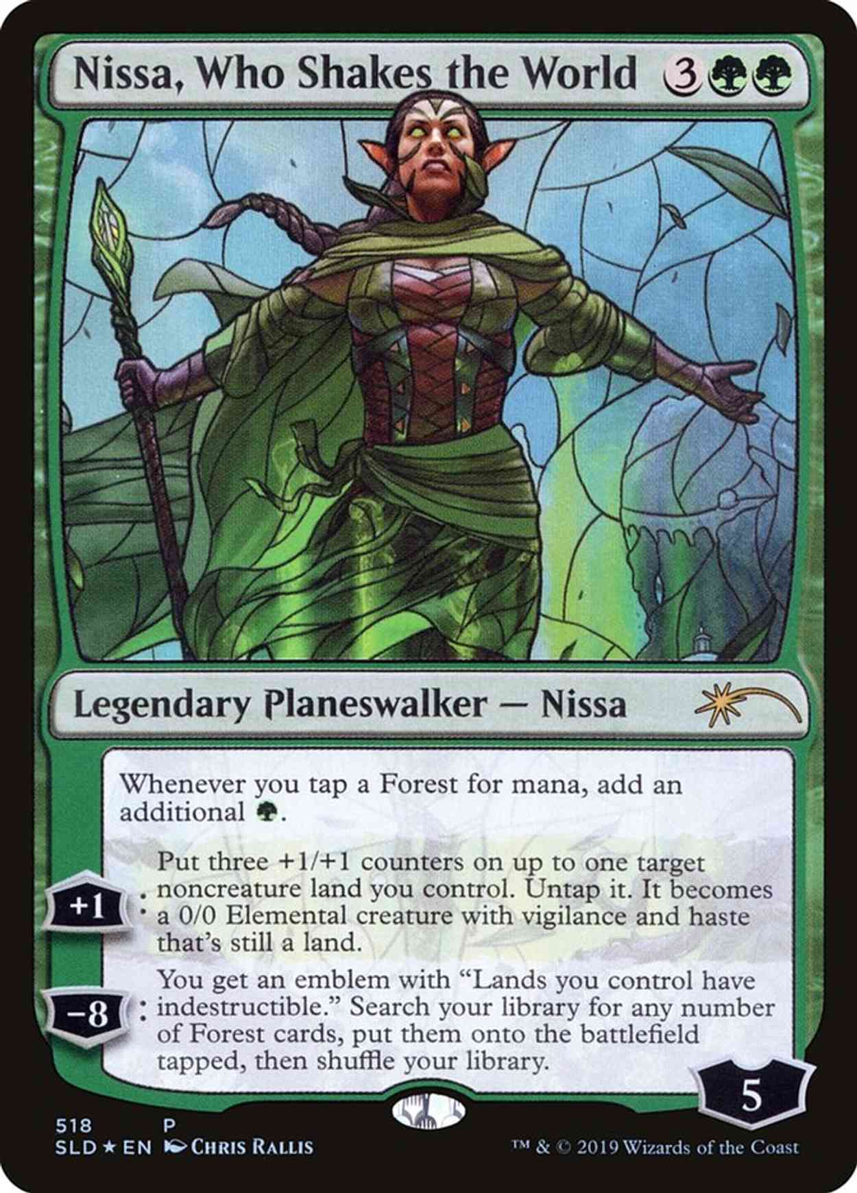 Nissa, Who Shakes the World (Stained Glass) magic card front