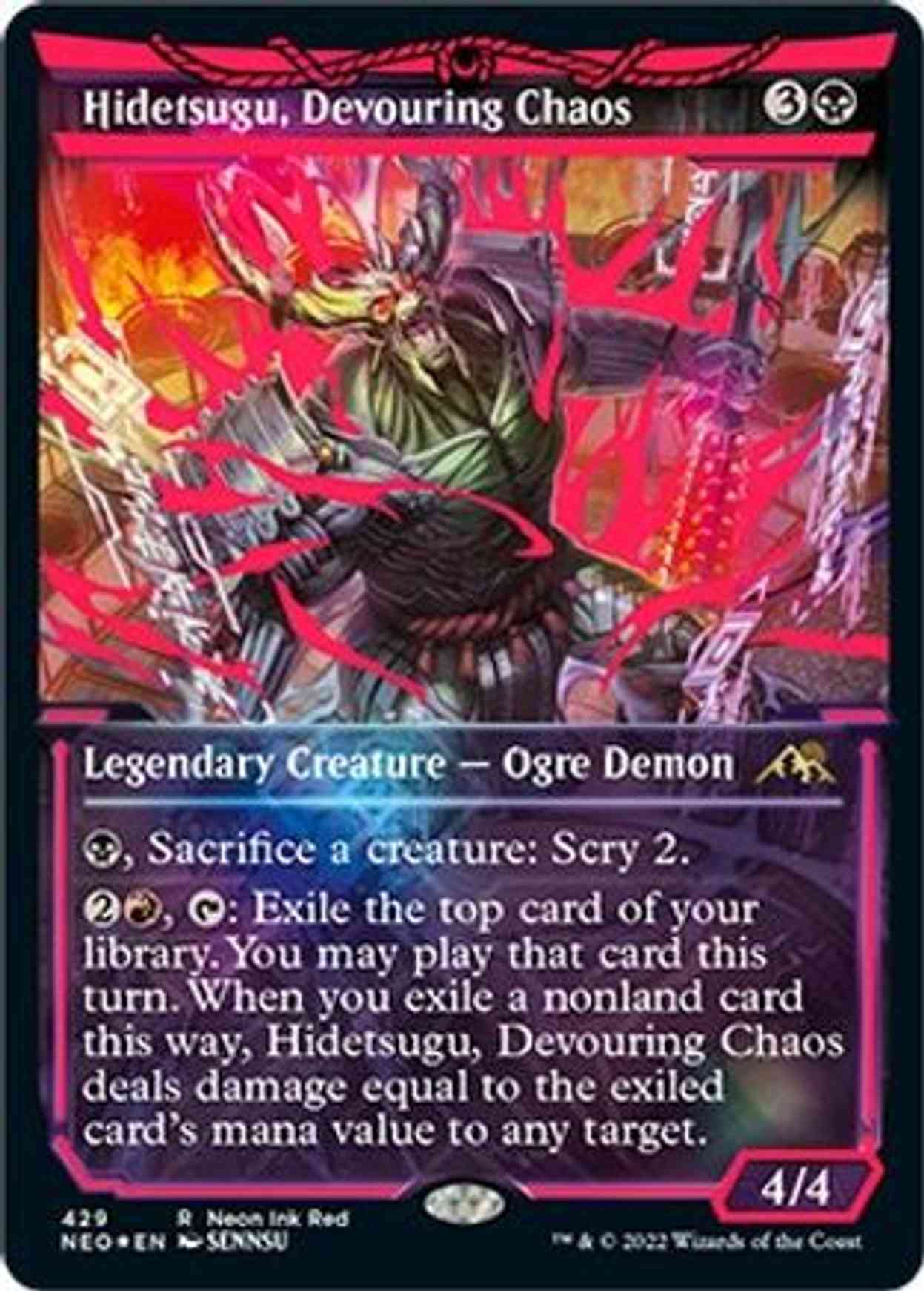 Hidetsugu, Devouring Chaos (Neon Red) magic card front