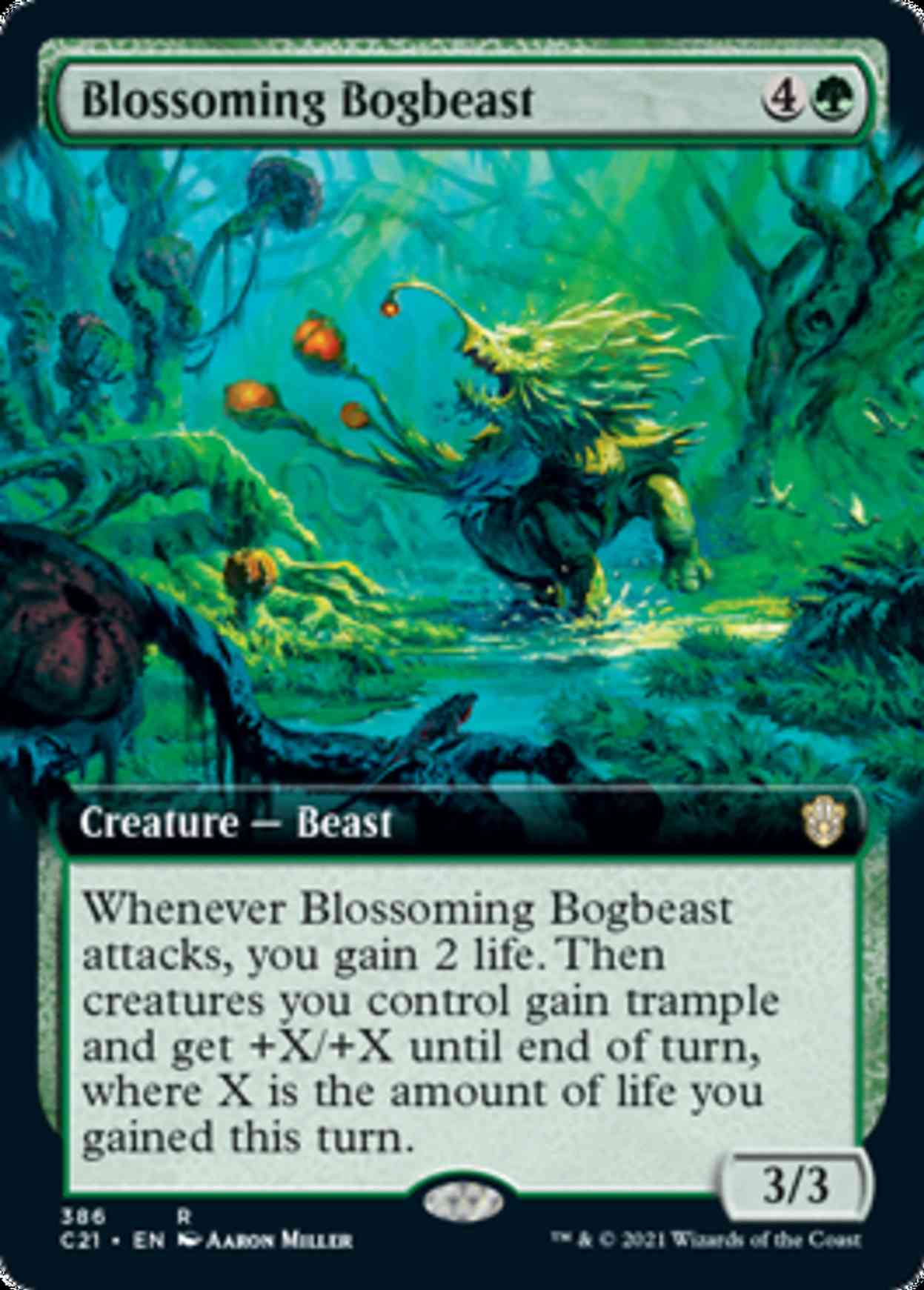 Blossoming Bogbeast (Extended Art) magic card front