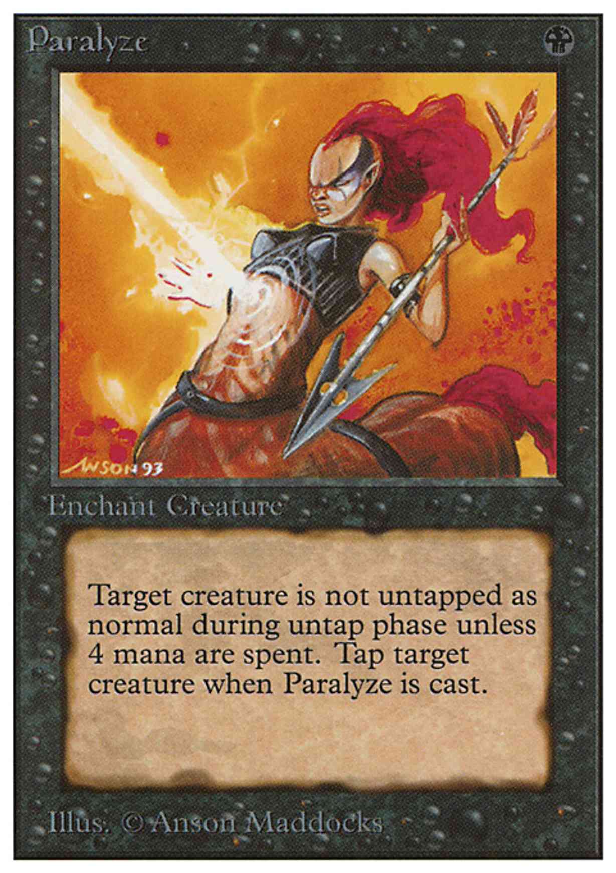 Paralyze magic card front