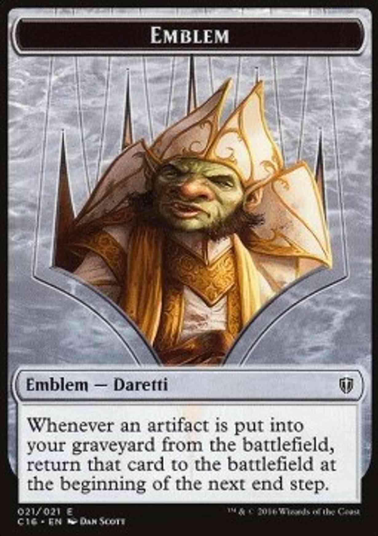 Emblem - Daretti, Scrap Savant // Thopter Double-sided Token magic card front
