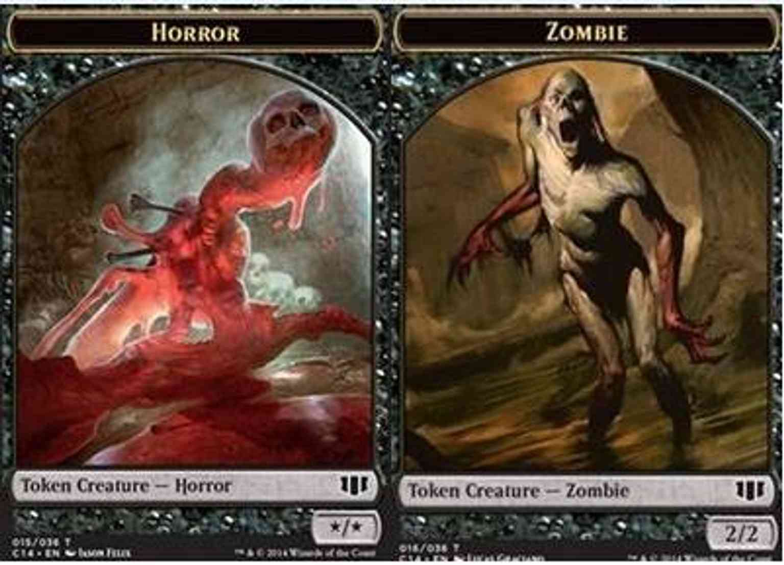 Horror // Zombie (Black) Double-sided Token magic card front