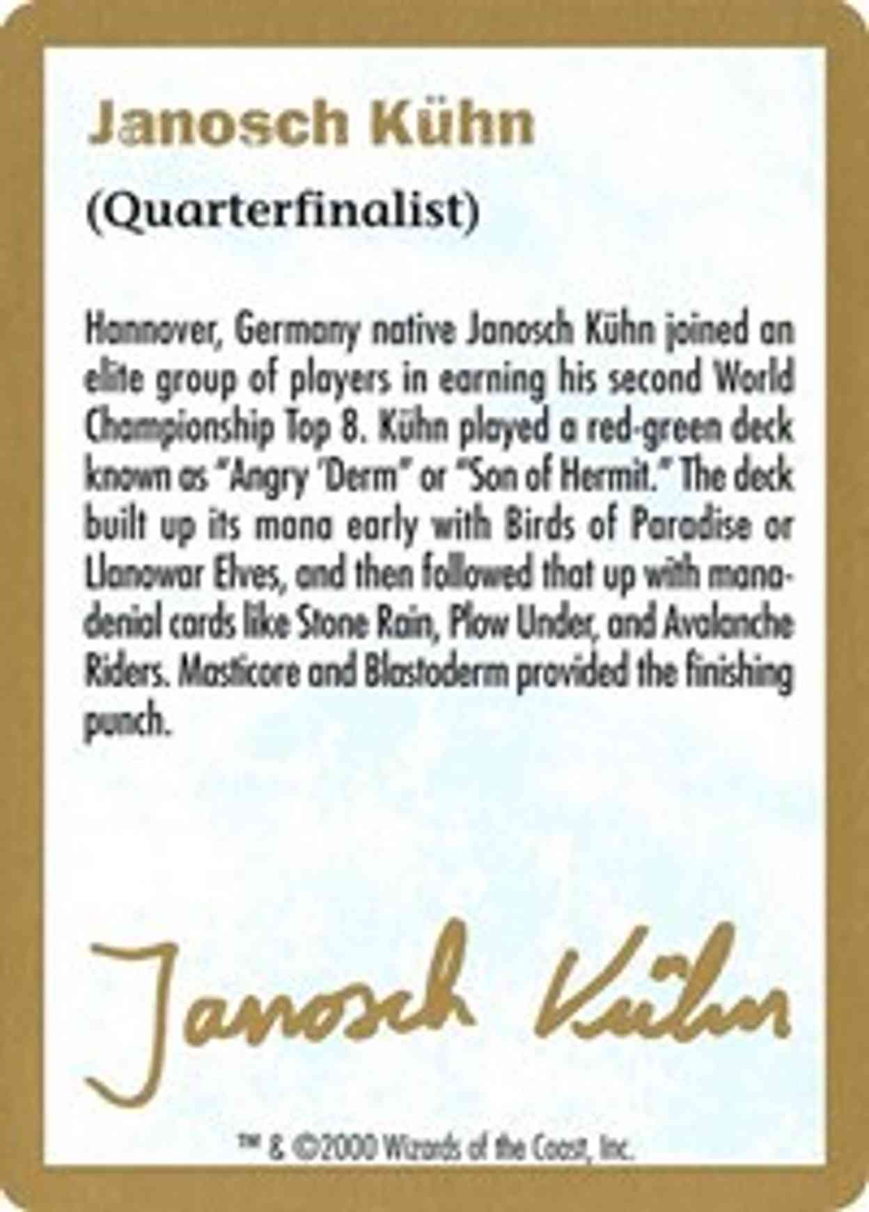 2000 Janosch Kuhn Biography Card magic card front