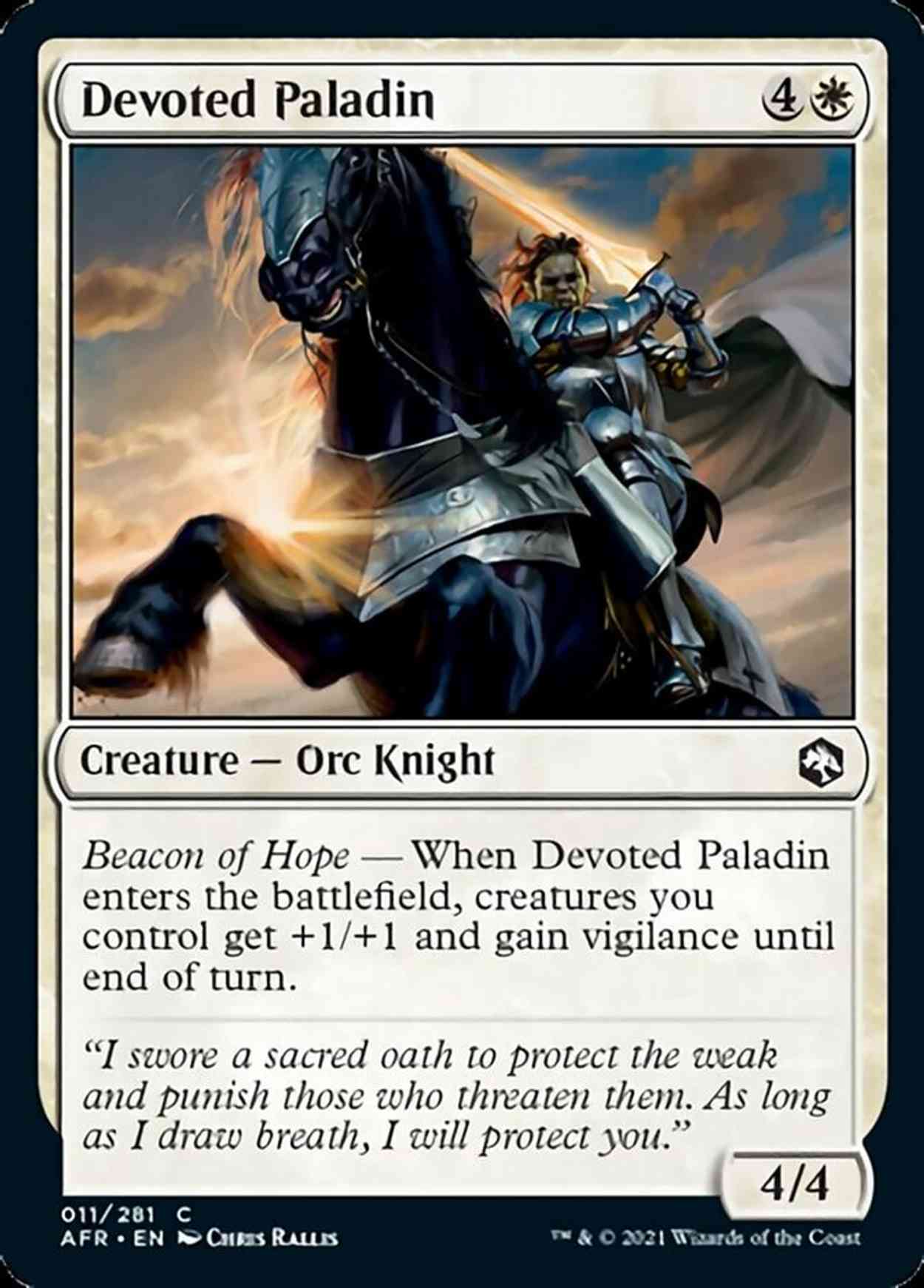 Devoted Paladin magic card front