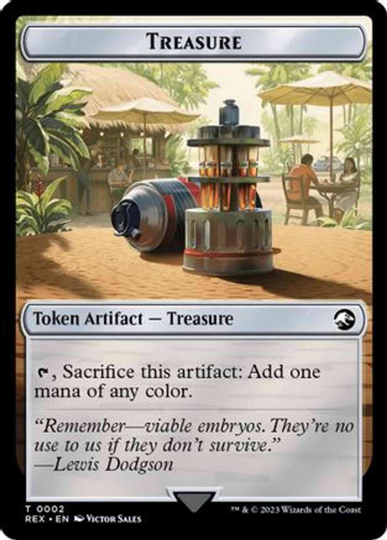 Treasure (0002) // Dinosaur (0001) Double-Sided Token magic card front