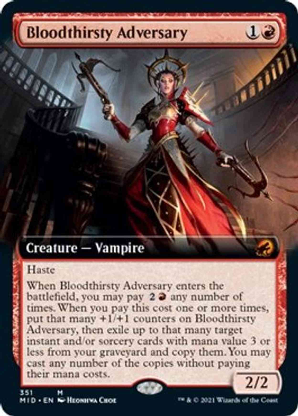 Bloodthirsty Adversary (Extended Art) magic card front