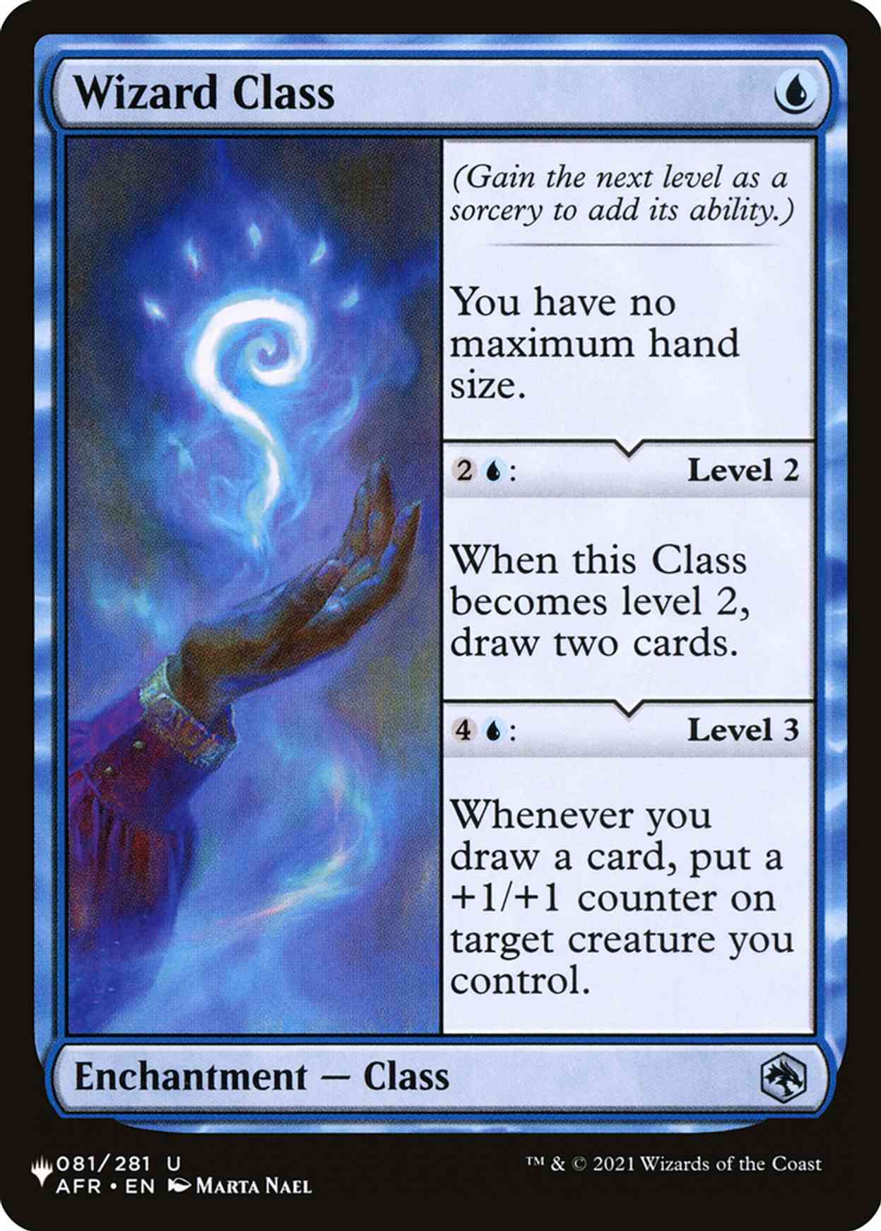 Wizard Class magic card front