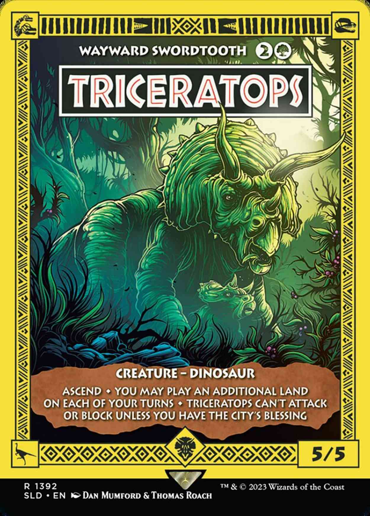 Triceratops - Wayward Swordtooth (Rainbow Foil) magic card front