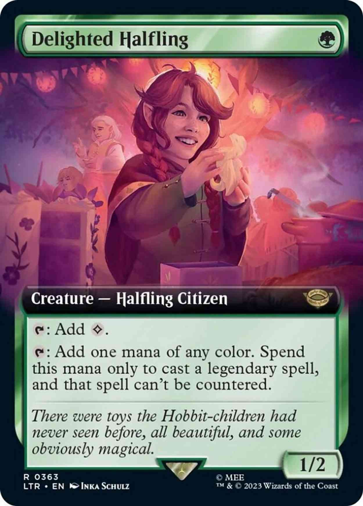 Delighted Halfling (Extended Art) magic card front
