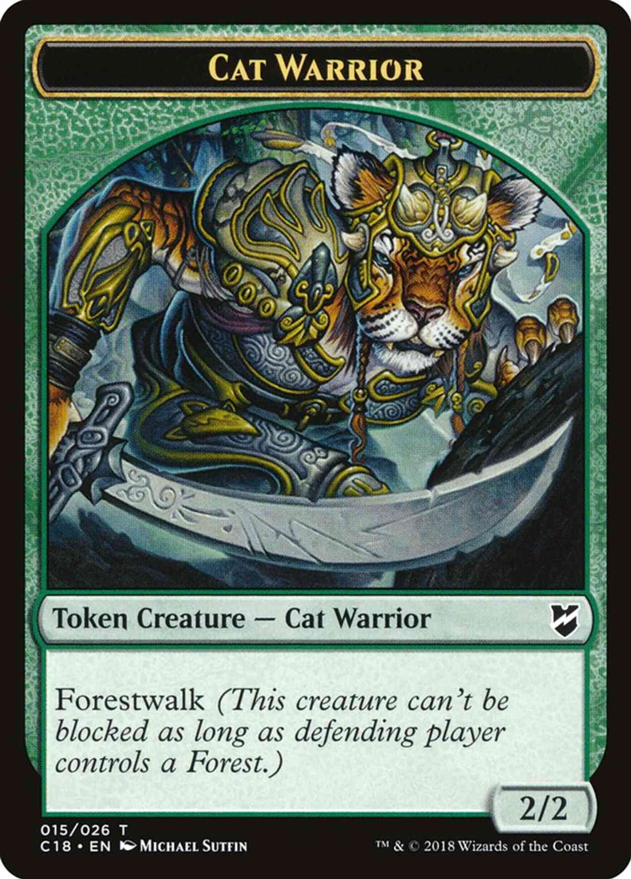 Cat Warrior // Thopter (026) Double-sided Token magic card front