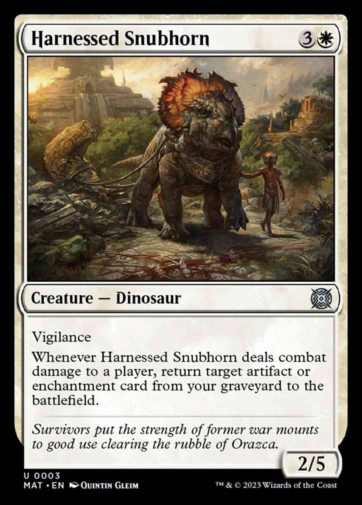 Harnessed Snubhorn magic card front