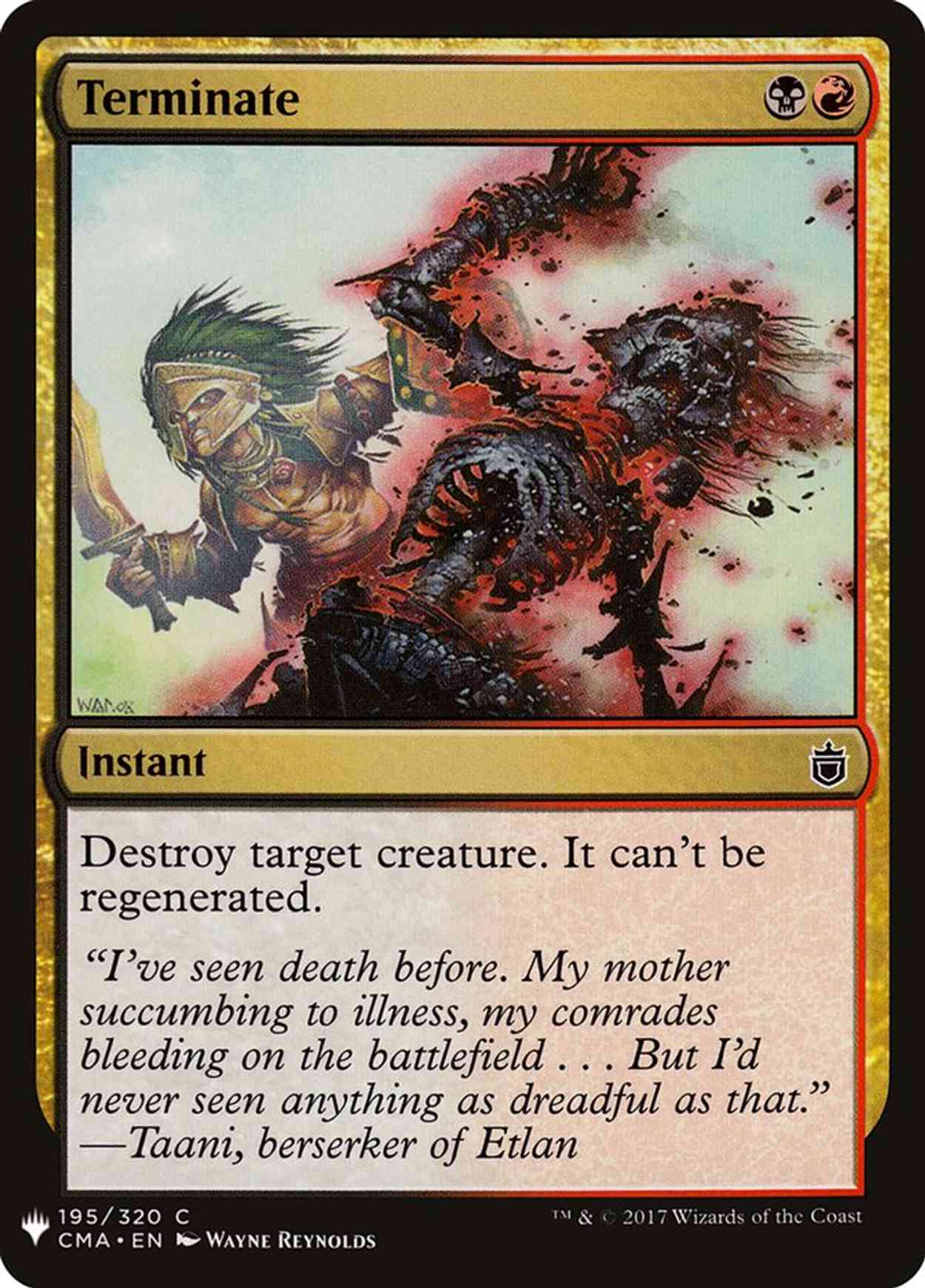 Terminate magic card front