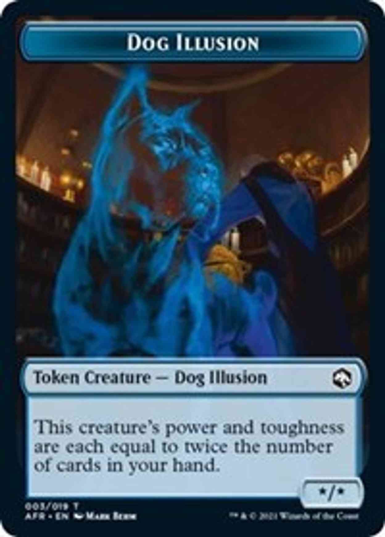 Dog Illusion // Emblem - Ellywick Tumblestrum Double-sided Token magic card front