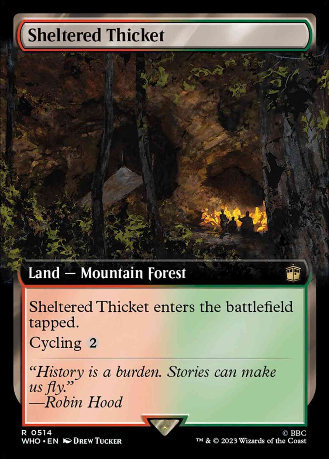 Sheltered Thicket (Extended Art) magic card front