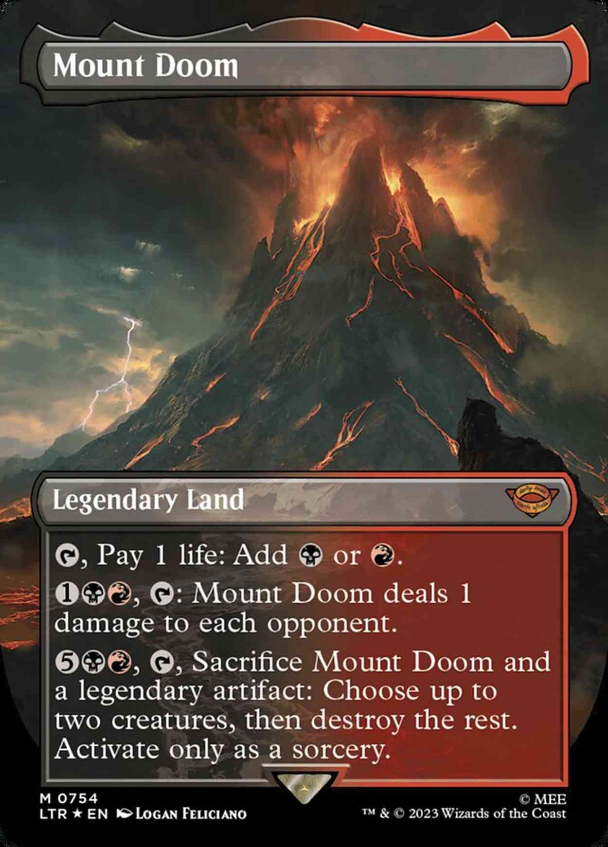 Mount Doom (0754) (Borderless) (Surge Foil) magic card front