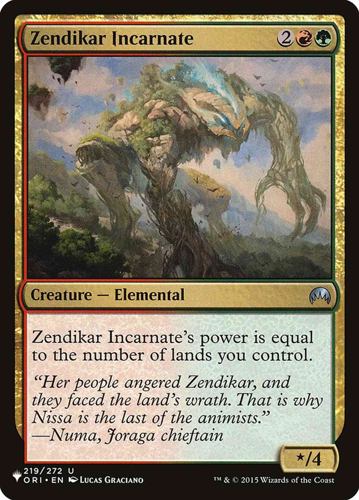 Zendikar Incarnate magic card front