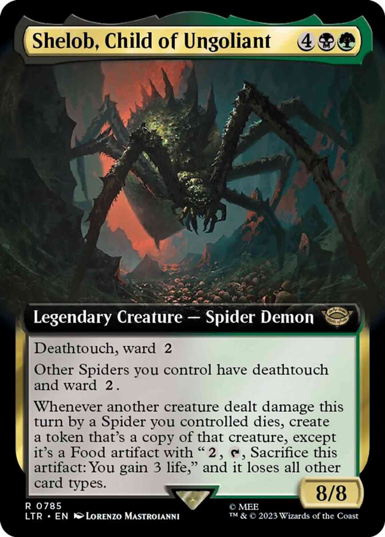 Shelob, Child of Ungoliant (Extended Art) (Surge Foil) magic card front