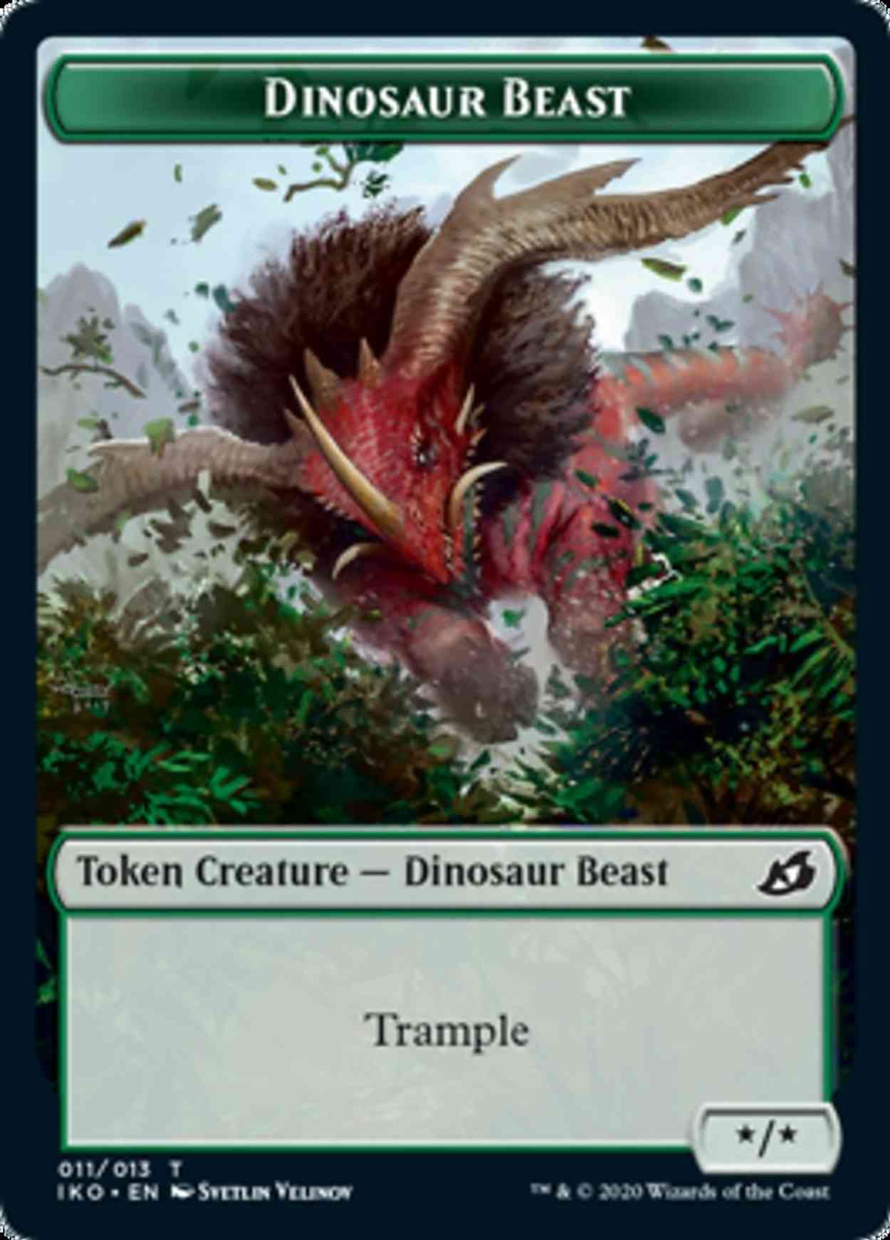 Dinosaur Beast // Human Soldier (003) Double-sided Token magic card front