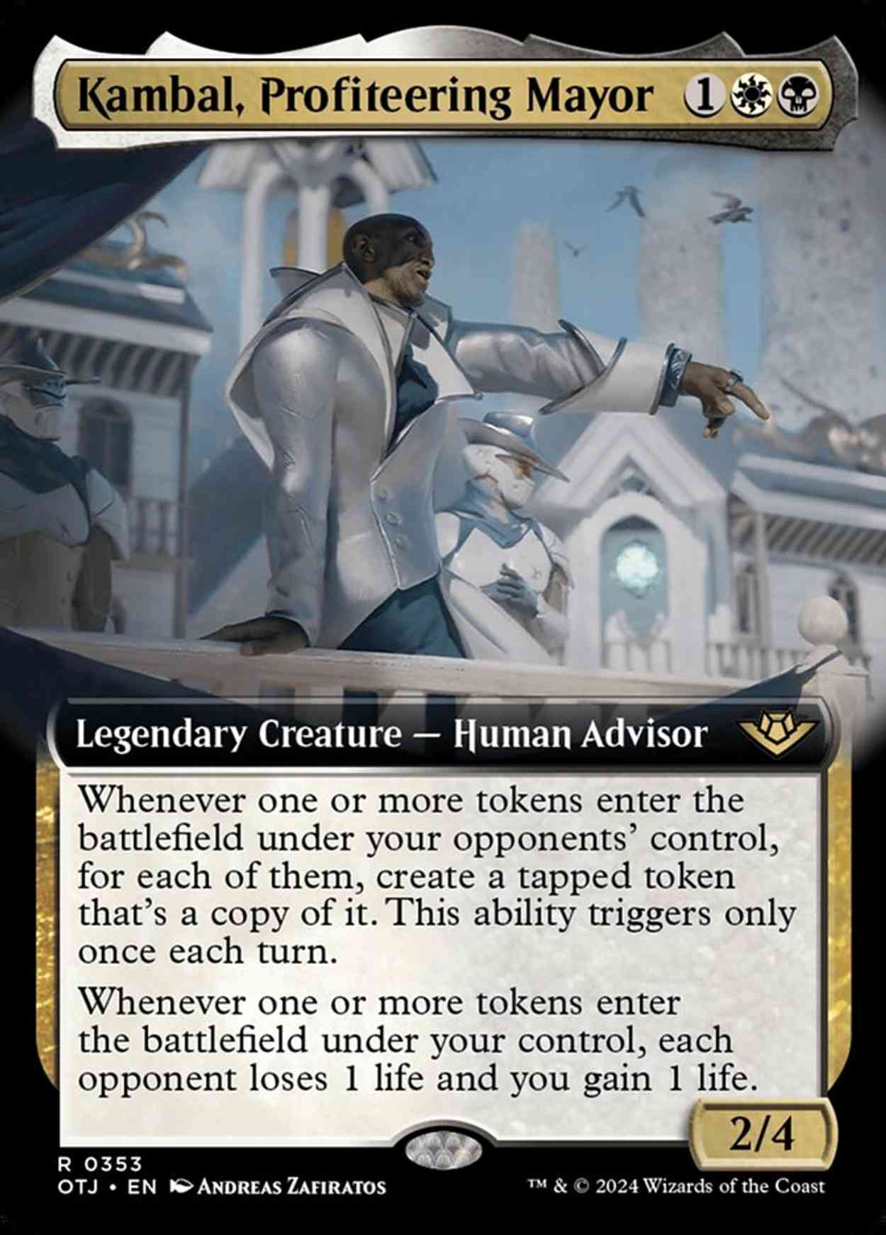 Kambal, Profiteering Mayor (Extended Art) magic card front