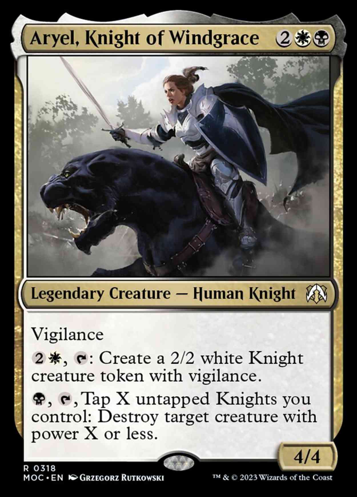 Aryel, Knight of Windgrace magic card front