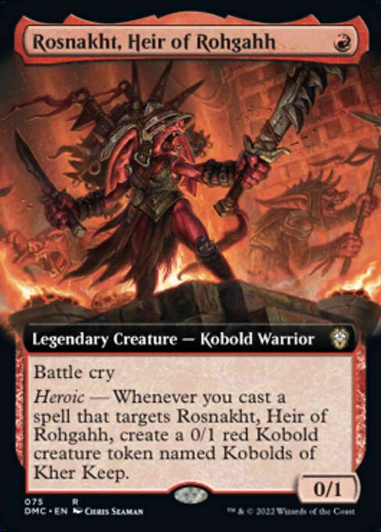 Rosnakht, Heir of Rohgahh (Extended Art) magic card front