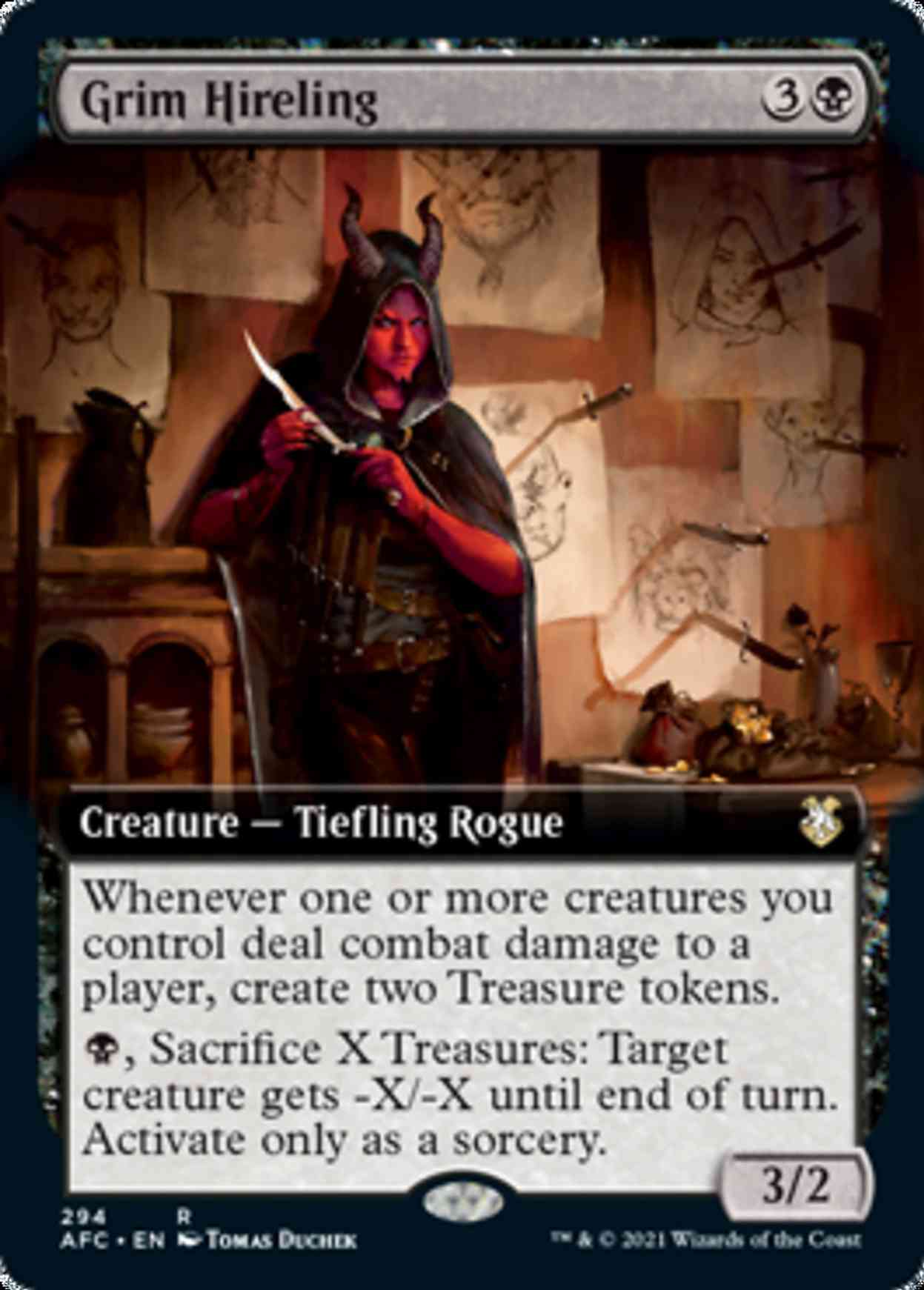 Grim Hireling (Extended Art) magic card front