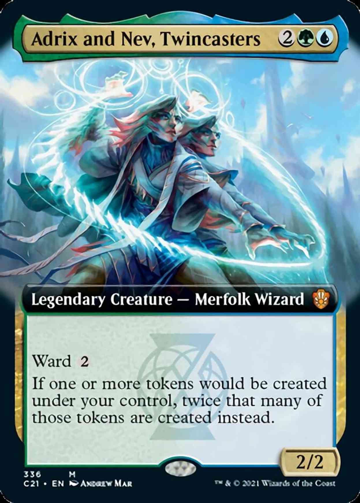 Adrix and Nev, Twincasters (Extended Art) magic card front