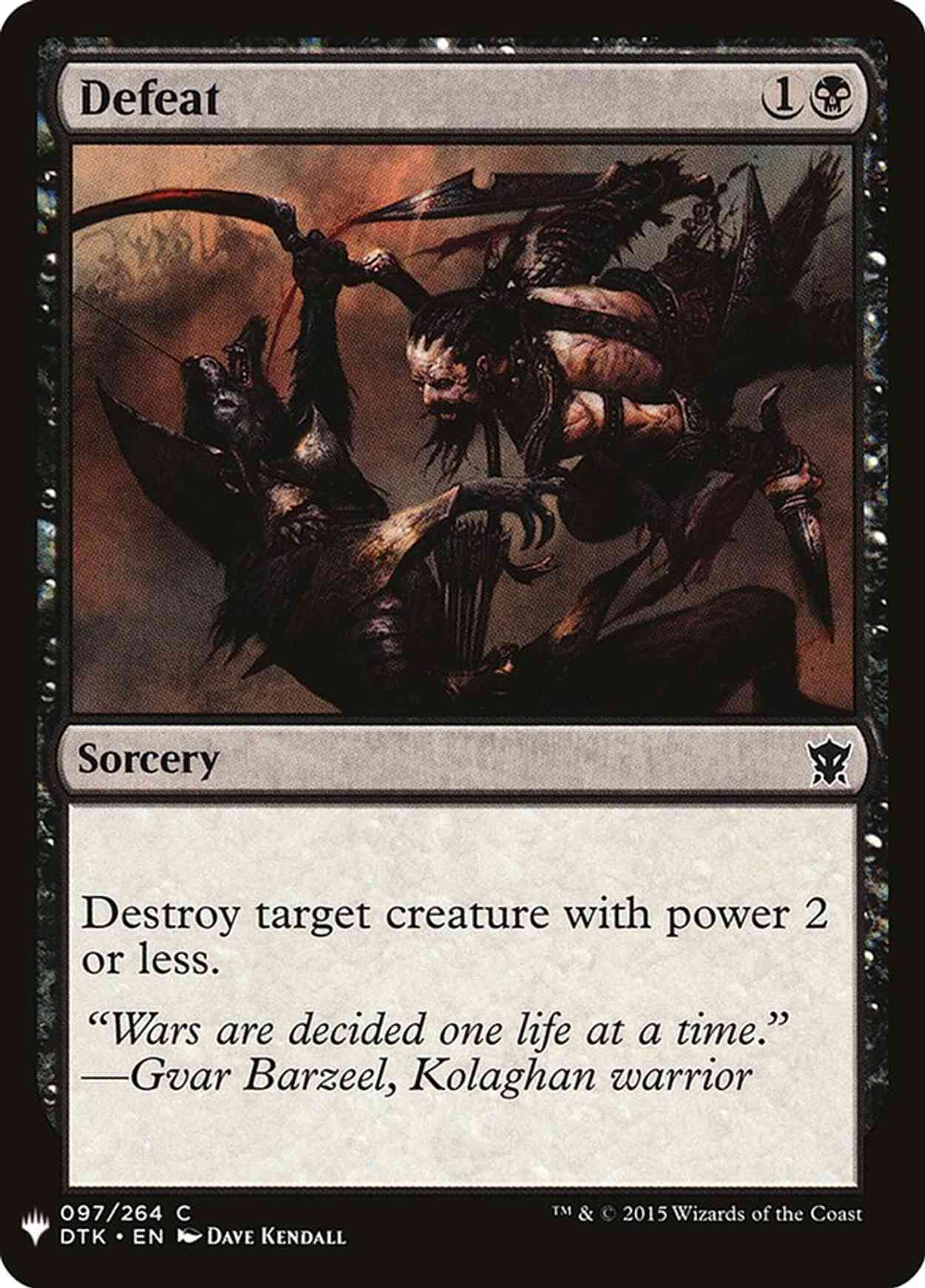 Defeat magic card front
