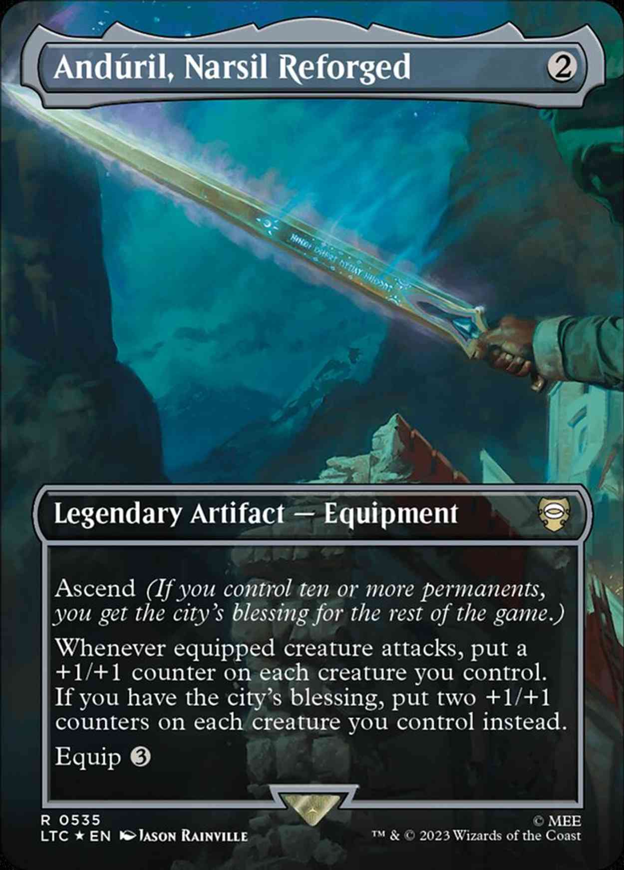 Andúril, Narsil Reforged (Borderless) (Surge Foil) magic card front