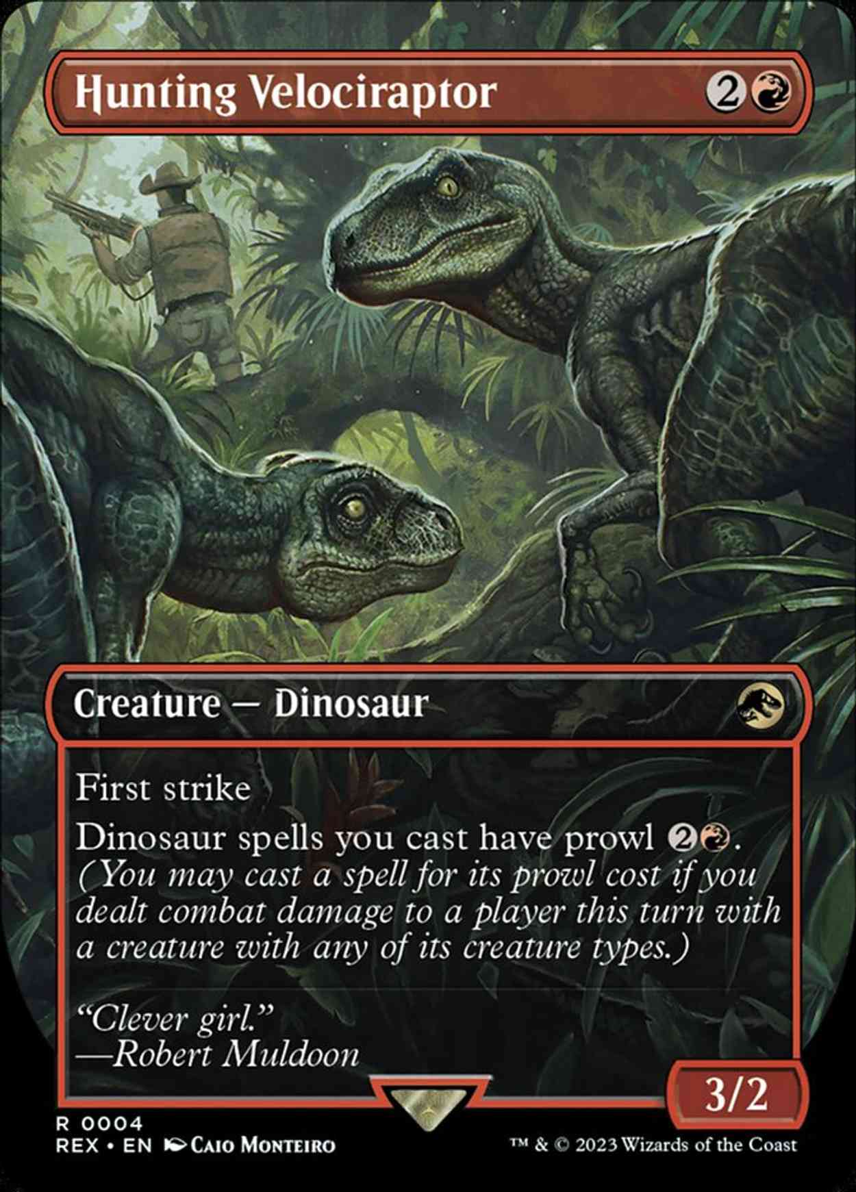 Hunting Velociraptor (Borderless) magic card front