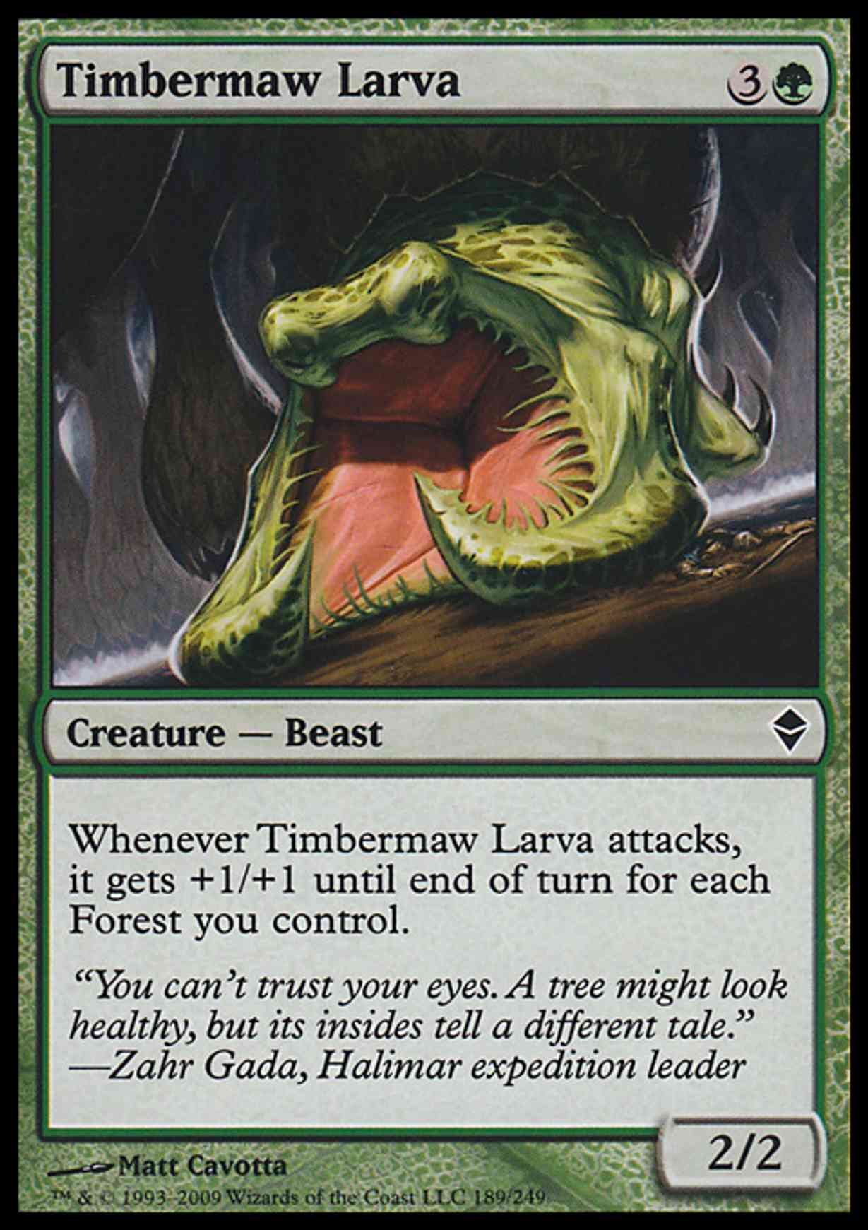 Timbermaw Larva magic card front