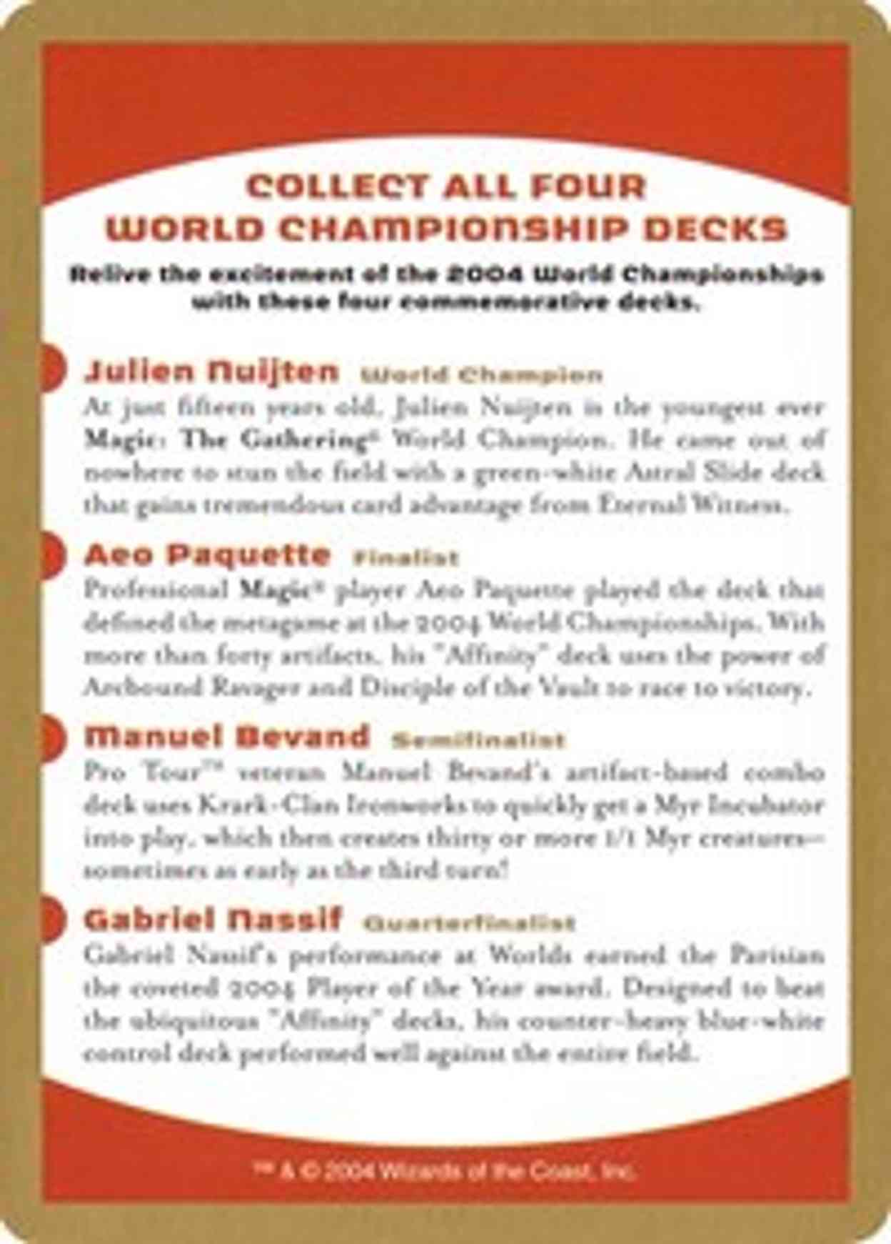 2004 World Championship Advertisement Card magic card front
