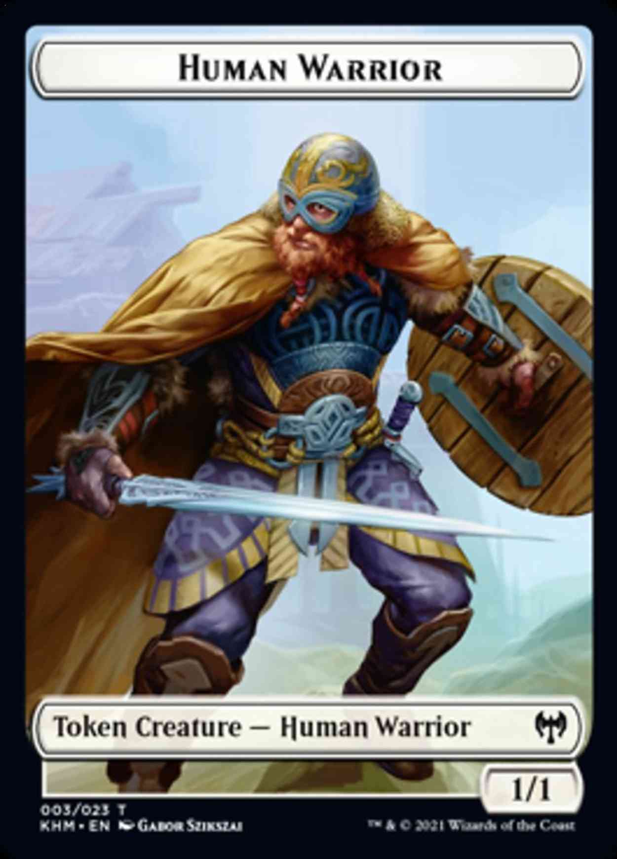 Human Warrior // Icy Manalith Double-sided Token magic card front