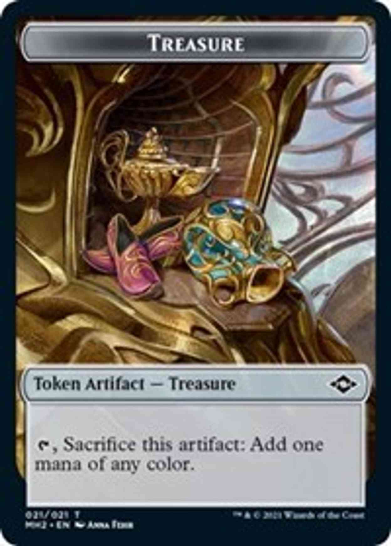 Treasure (021) // Golem Double-sided Token magic card front