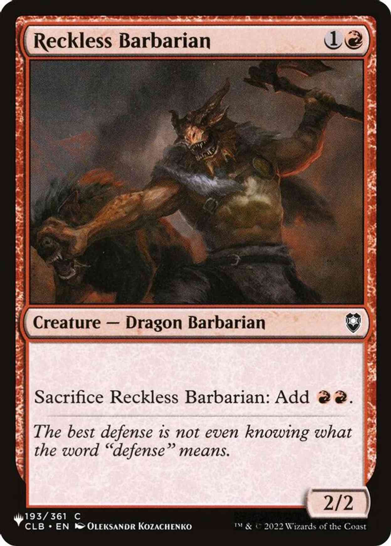 Reckless Barbarian magic card front