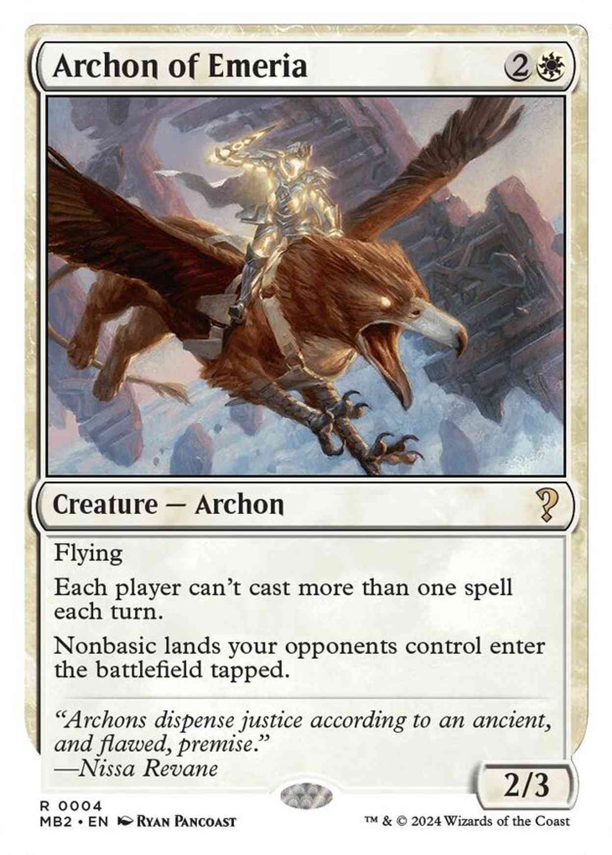 Archon of Emeria (White Border) magic card front