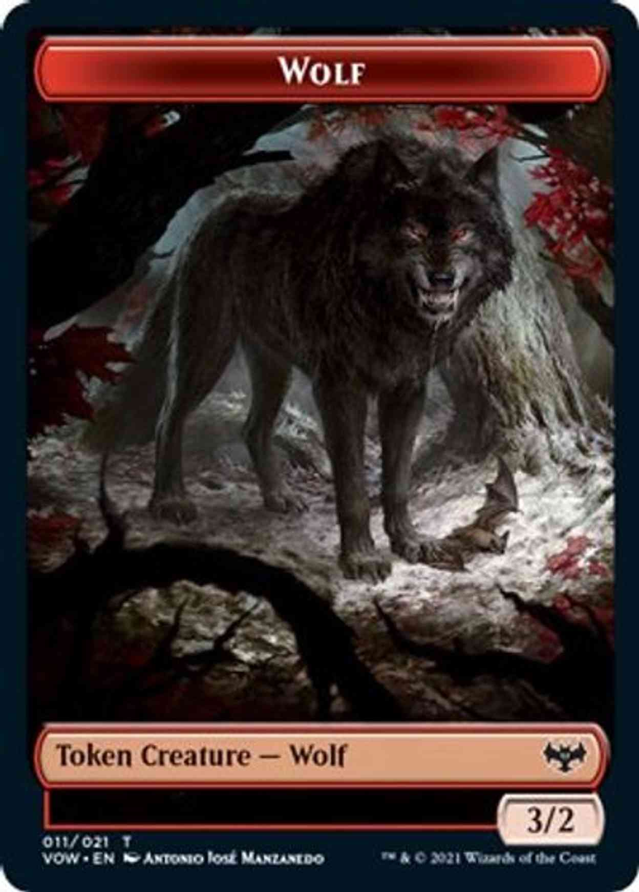 Wolf (011) // Human (010) Double-sided Token magic card front