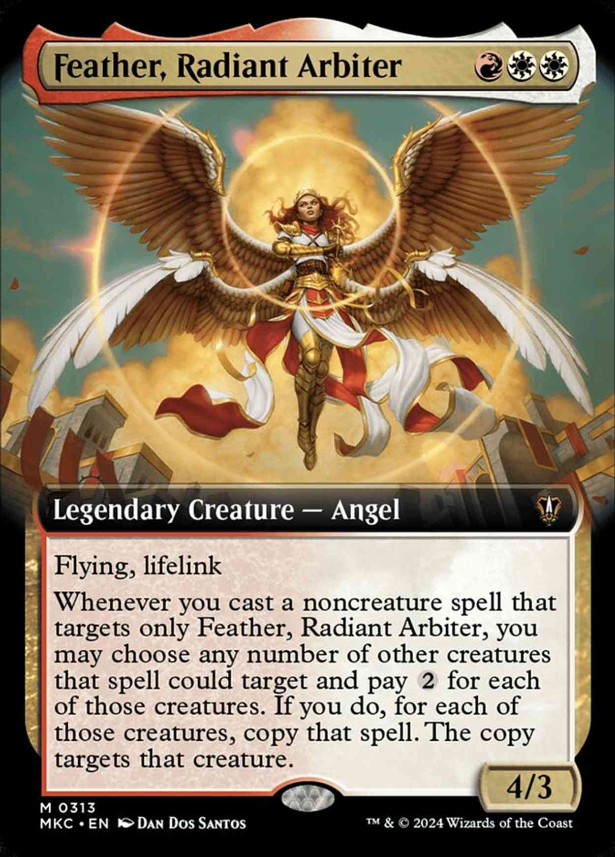 Feather, Radiant Arbiter (Extended Art) magic card front